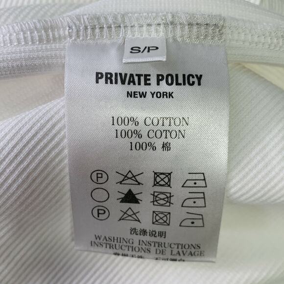 PRIVATE POLICY Size S Ball Chain White Cotton Blend Ribbed Tank Casual Top - Picture 7 of 8